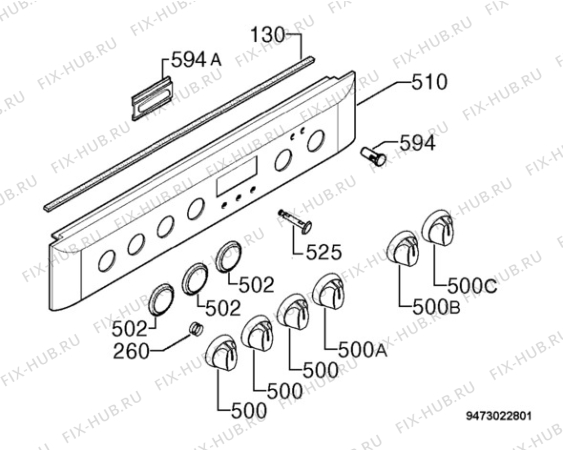 Взрыв-схема плиты (духовки) Zanussi ZCM6600W - Схема узла Command panel 037